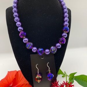 Purple bling necklace and earring set by JBJ